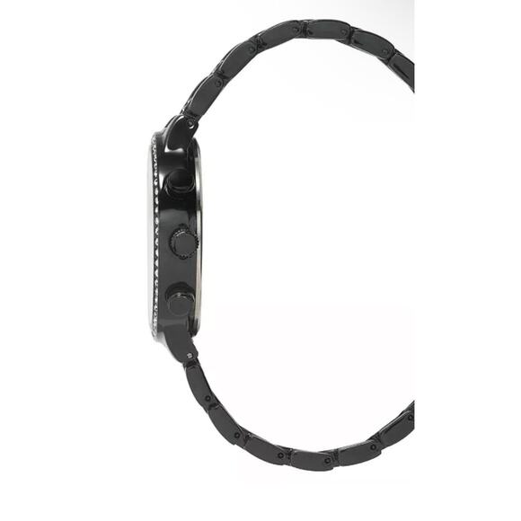 Black Tone Crystal Bracelet Watch Womens Stunning Trendy Fashion Glitz Bezel NWT main image 16